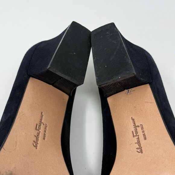 Salvatore Ferragamo Shoes Womens 6.5 B Blue Textured Suede Pumps Heels Italy - Picture 13 of 16